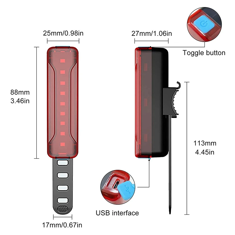 

Bike Tail Light,USB Rechargeable Bicycle Light 9 Leds High Brightness,IPX5 Waterproof Rear Bike Lights with 5 Modes