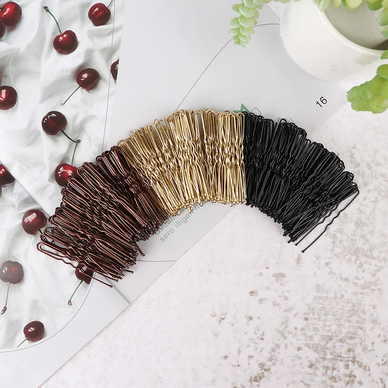 

50pcs 5CM U Shape Hair Clips Bobby Pins For Women Girls Bride Hair Styling Accessories Black Gold Brown Hairpins Metal Barrettes