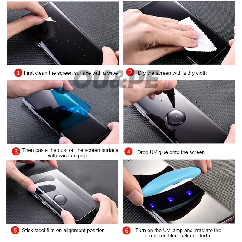 УФ протектор экрана из закаленного стекла для Samsung Galaxy S9 S8 S10 Plus Note 8 9 10 200D защита