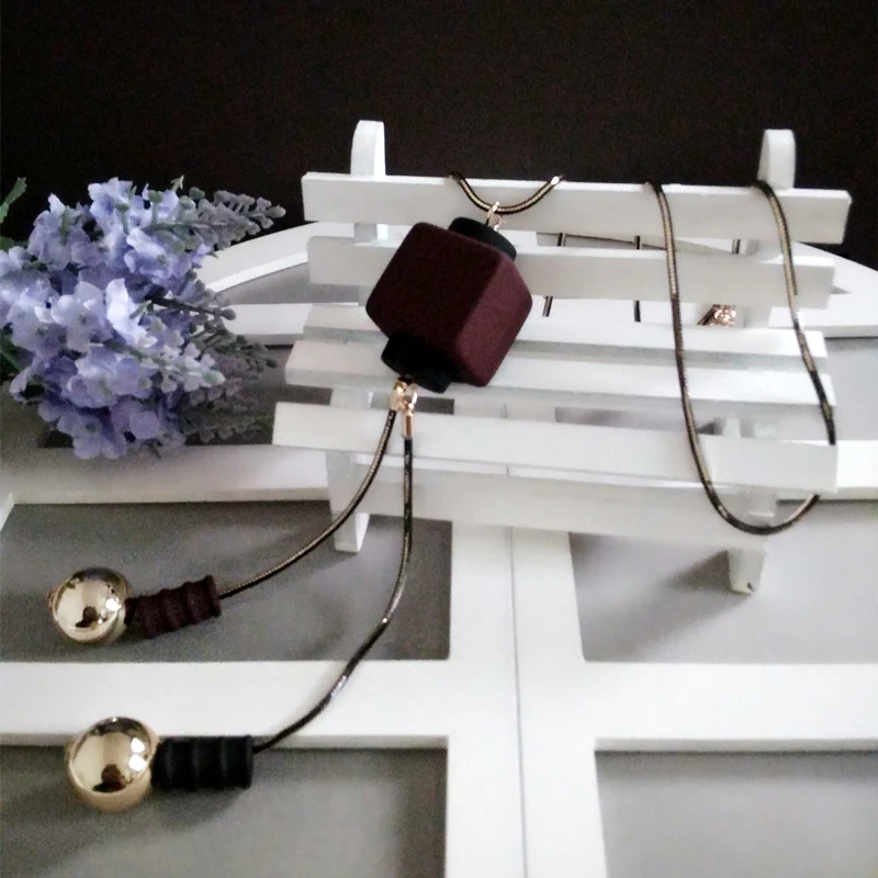 Модное квадратное деревянное длинное ожерелье-цепочка Женское Ожерелье