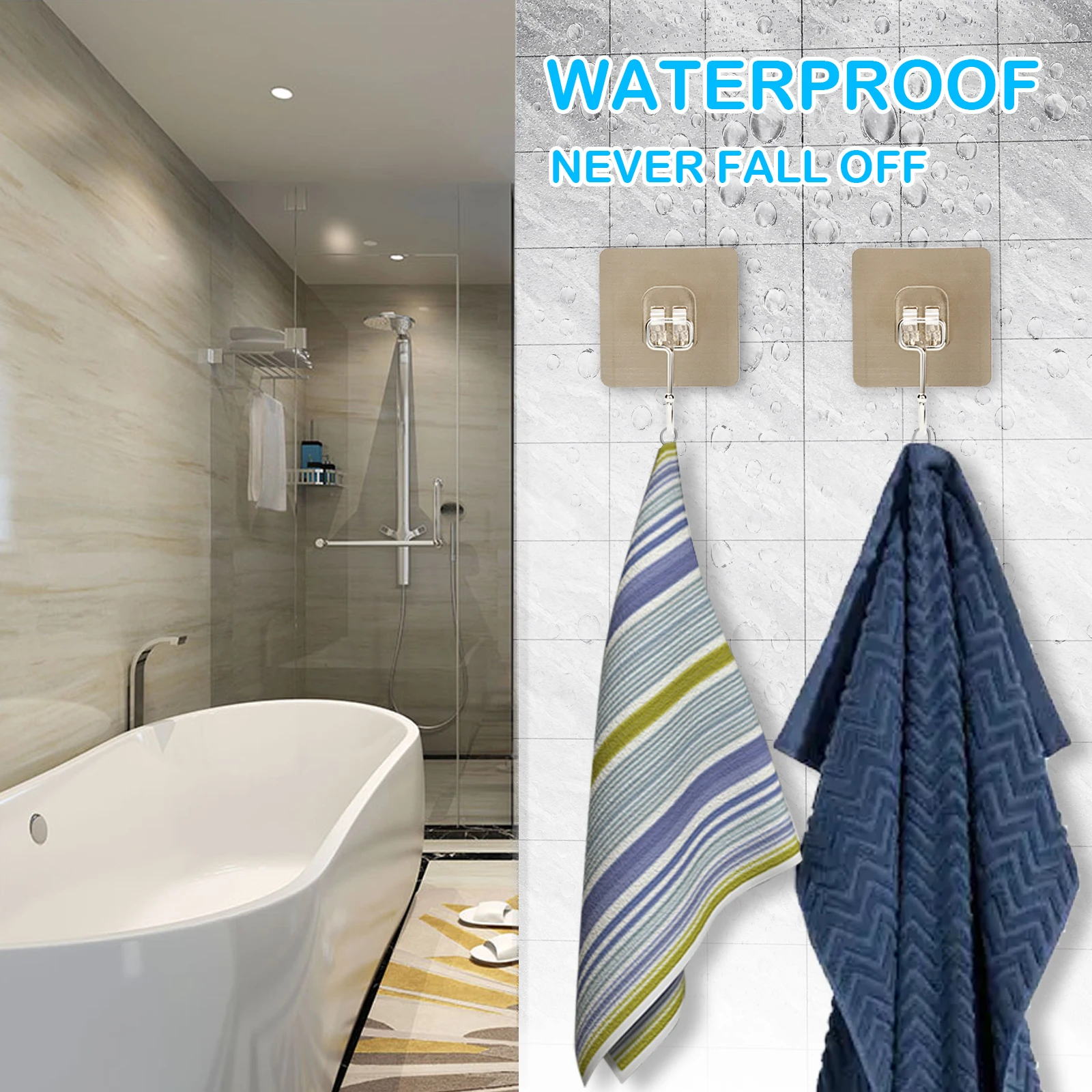 

Adhesive Hooks Large Rustproof and Waterproof Wall Hooks for Hanging Heavy Duty Towel and Coats Hook Kitchen Home Office Yard