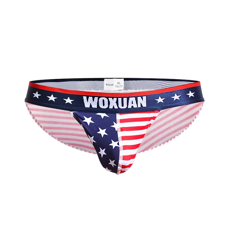 

Men's Cotton Mini Briefs Breathable US Flag Printed Underwear Bulge Pouch Jockstrap Panties Sexy Striped Stars Underpants New