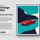 Mazda mx 5 miata 1990 напечатана на природном белом Художественном Холсте, подарок, иллюстрации, постер, винтажная печать автомобиля, дни рождения