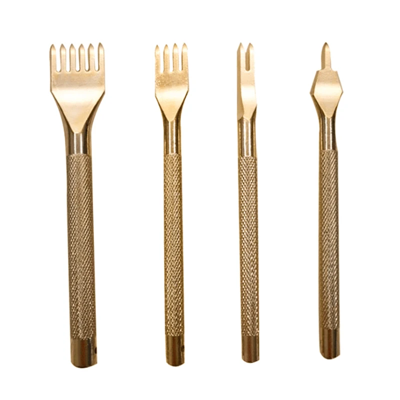 1Pcs 3mm 4mm 1/2/4/6 Gold Color Prong Inch Chisel Leather Craft Tools Hole Punch Lacing Stitching Perforate Puncher | Дом и сад
