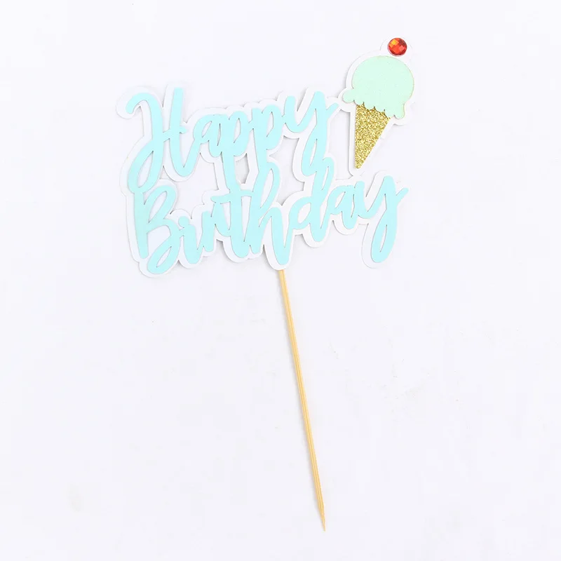 

Cake Toppers Cartoon Ice Cream Birthday Party Decorations Cupcake Toppers Cake Flags Cupcake Topper for Wedding Dessert Table