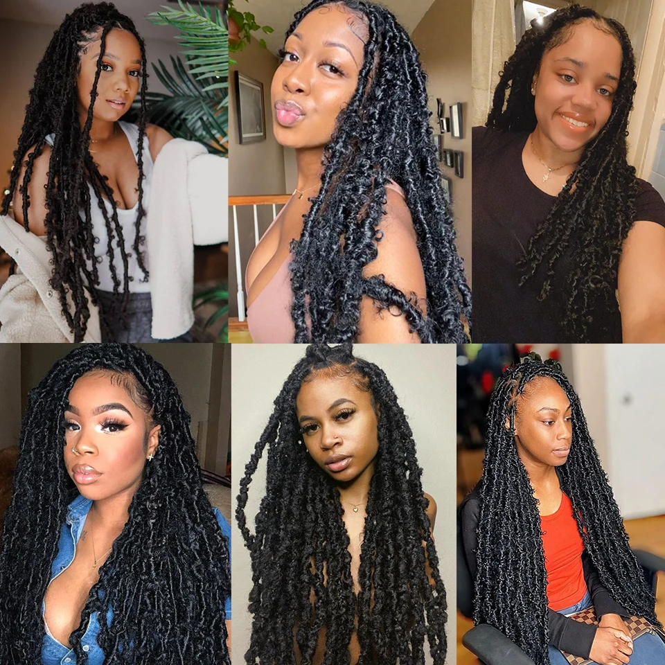 New Arrival Butterfly Locs Hair 24 Inch Pre Looped Distressed Crochet Soft Messy |