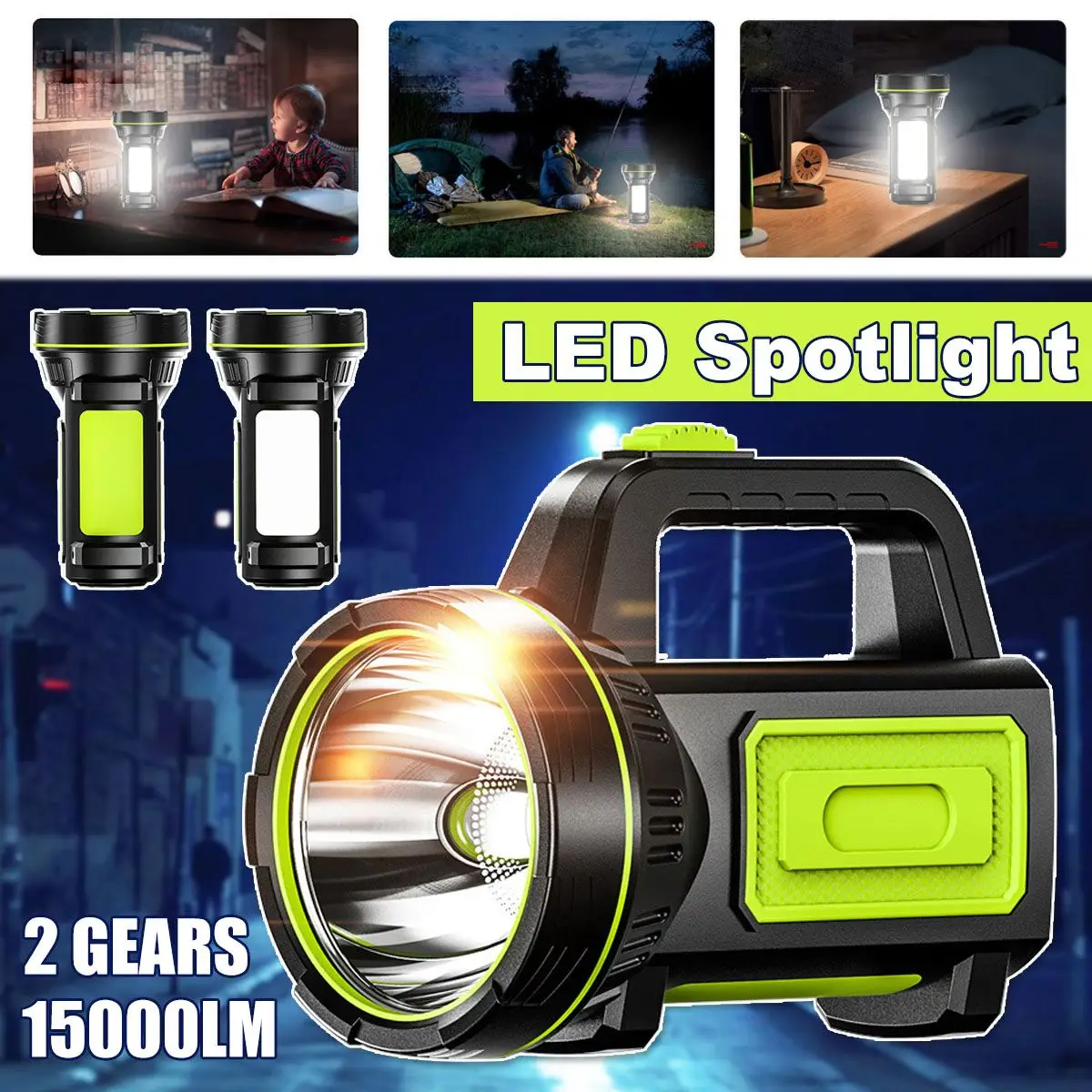 

500m High Power Powerful Led Flashlight Portable Searchlight Rechargeable Spotlight Hunting Lamp Camping Outdoor Lighting