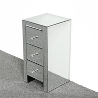 mirrored nightstand with 3 drawers mirror accent side table modern silver finished nightstands for living room bedroom
