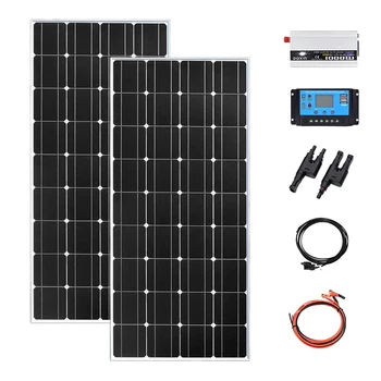 250w Solar Panels 240W System Kit Photovoltaic Off Grid 110v 220v Module Controller Inverter for Battery Charger Home Cabin RV