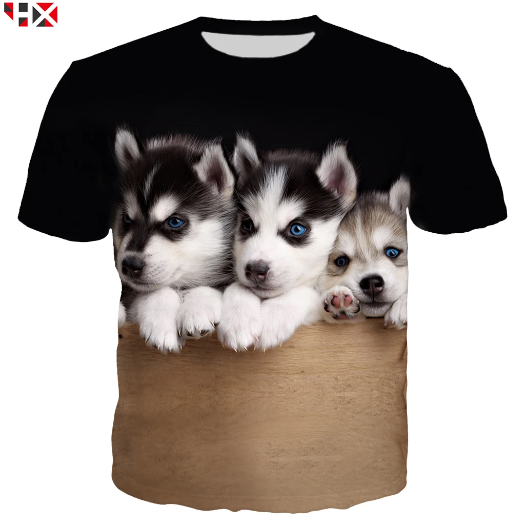 Новинка Мужская футболка Хаски с 3D принтом собаки Харадзюку Футболка животного