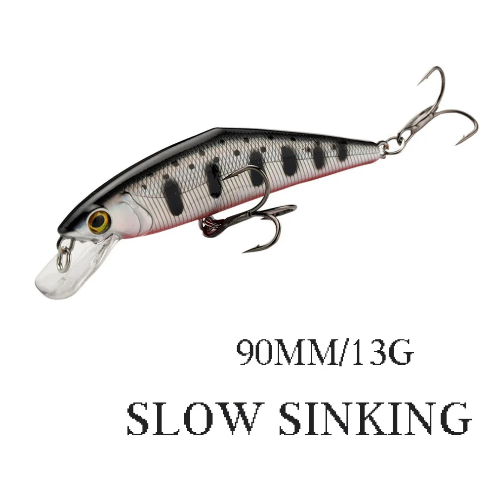 

TEUKIM 90mm 13g Slow Sinking Minnow Fishing Lure Long Casting Streams Artificial Hard Baits Trout Jerkbait for Bass Pike