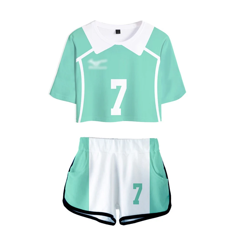 

Трикотажный костюм для косплея Аниме Haikyuu, женский, футболка с короткими рукавами, шорты, униформа