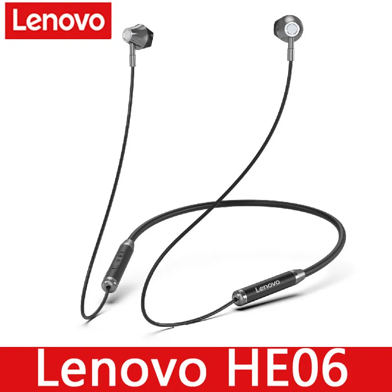 Фото Bluetooth-наушники Lenovo HE06 с шейным ободом и шумоподавлением | Электроника