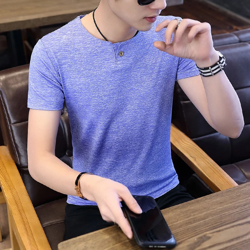 

Short sleeve men's round neck T-shirt 2021 summer new trend slim fit student T-shirt sport shirt