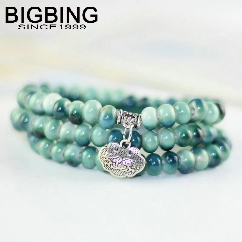Y001 BIGBING Jewelry Green Colorful Ceramic Beads Layered Bracelet Fashion High Quality |