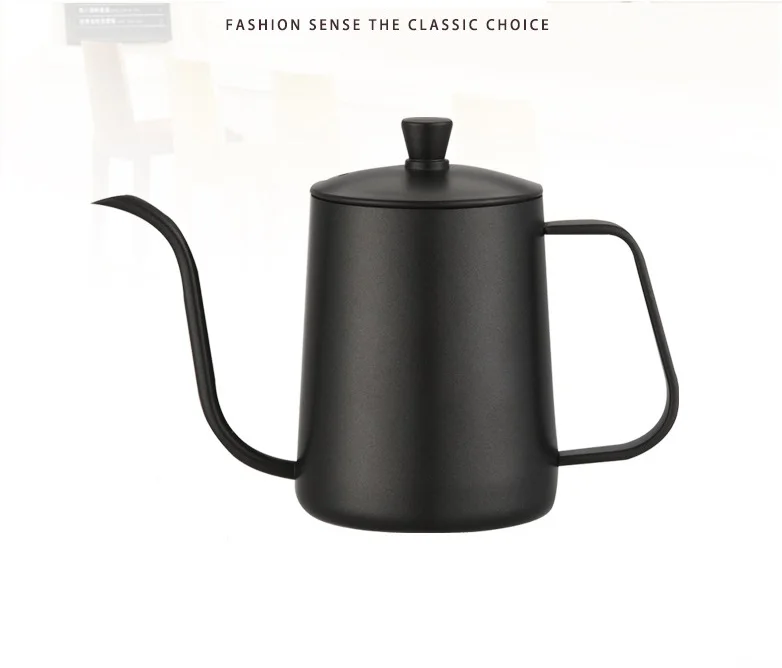 600 мл черный чайник из нержавеющей стали капельная Кофеварка длинный рот