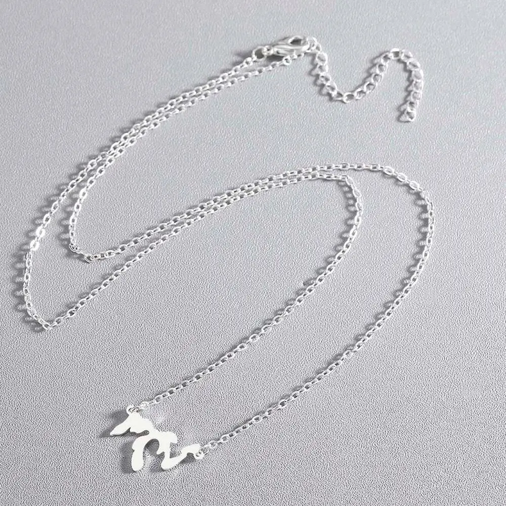 Chandler Great Lakes Map Necklace Rose Gold Dainty Geometry Link Chain Statement Small Pendant Memory Birthday Gifts Wholesale | Украшения