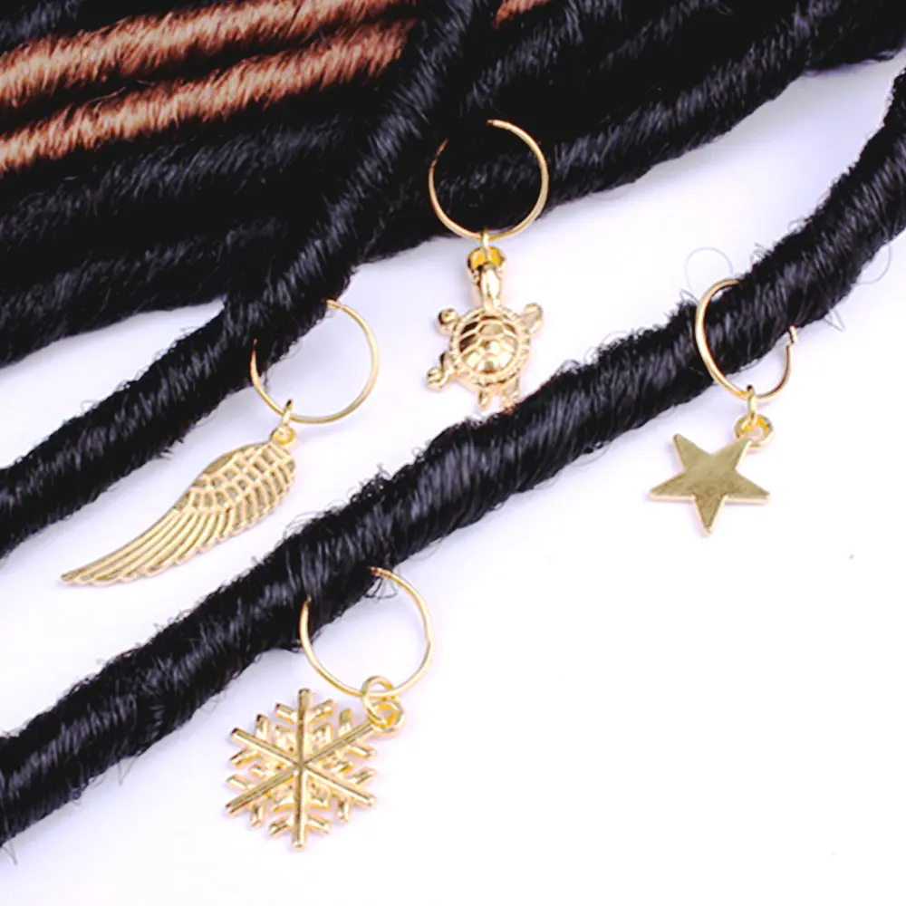 

5pcs/lot Charms Hair Braid Dreadlock Beads Clips Cuffs Rings for DIY Jewelry Hair Ornaments Dreadlock Clasps Craft Accessories