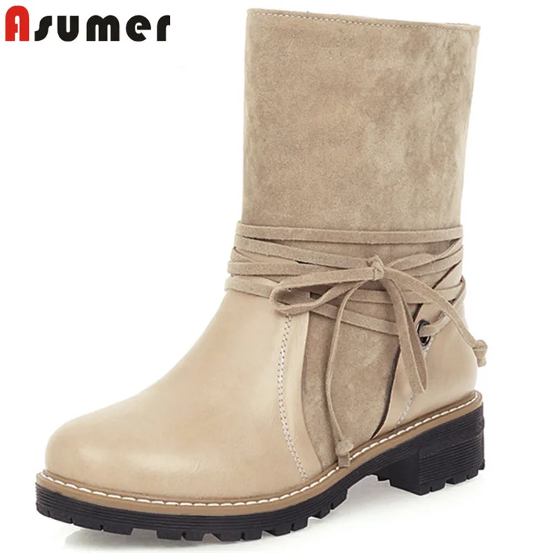 ASUMER/Новинка 2020 года Ботильоны Женские полусапожки из искусственной кожи Сезон
