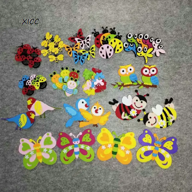 Non Woven Animal Ladybug Bee Sting Butterfly Felt DIY Pack Kindergarten Decoration Primary School Classroom Wall Stickers Patch