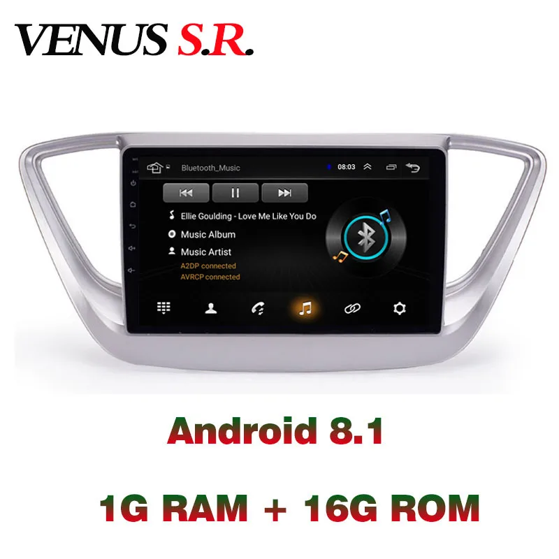 VenusSR Android 8.1 2.5D car dvd for Hyundai Verna Solaris Radio 2010-2017 multimedia headunit GPS stereo gps navigation | Автомобили и