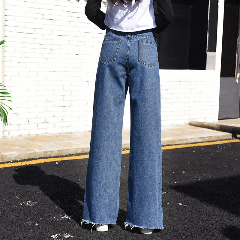 Широкие джинсы новые женские 2019 хан издание ноги высокой талии показать тонкие
