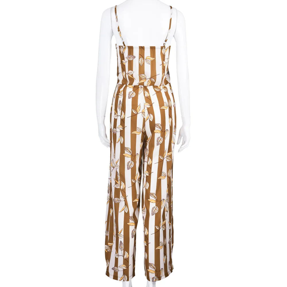 Женский комбинезон с тропическим принтом без рукавов Повседневная Клубная