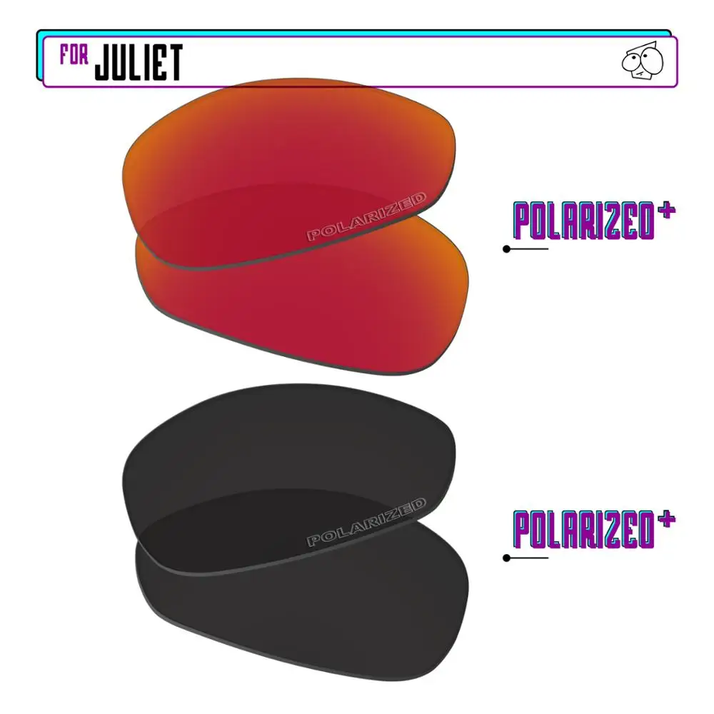 EZReplace Polarized Replacement Lenses for - Oakley Juliet Sunglasses - BlackPPlus-RedPPlus