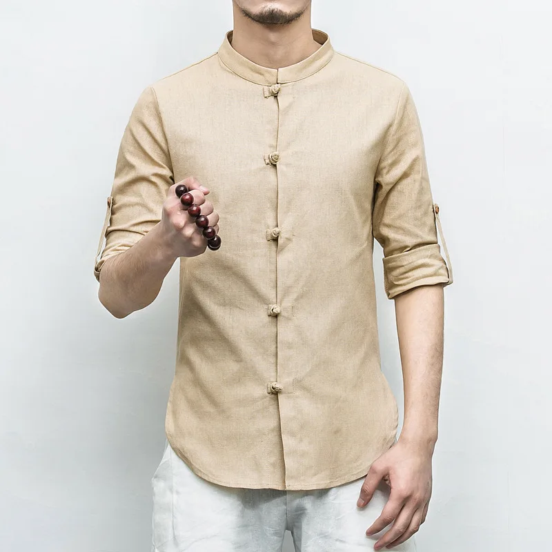 

Men's Shirt plus-Sized plus Size Taoist Laid-Back Zen Long Sleeve Underwear Ancient Chinese Style Chinese Style Chinese Clothing
