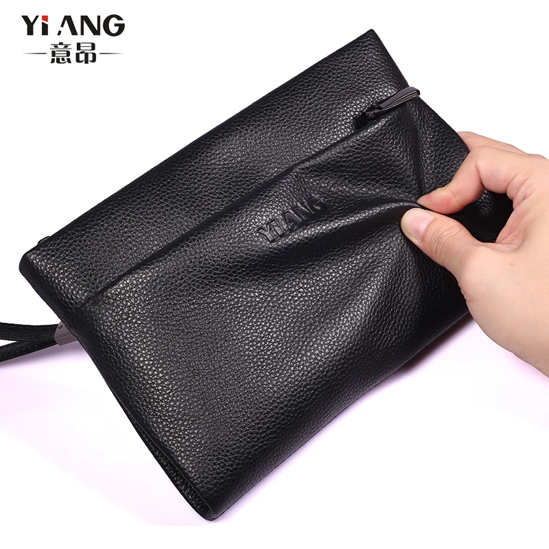 Новинка 100% натуральная кожа мужской кошелек черный клатч Длинный мягкая Сумочка