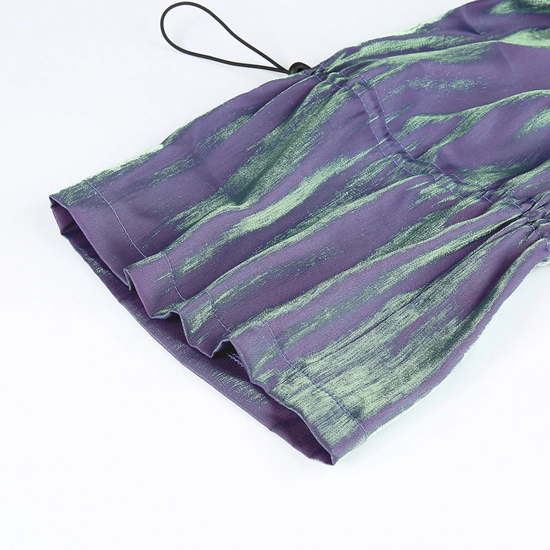 Голографические повседневные расклешенные брюки клеш хип хоп с высокой талией