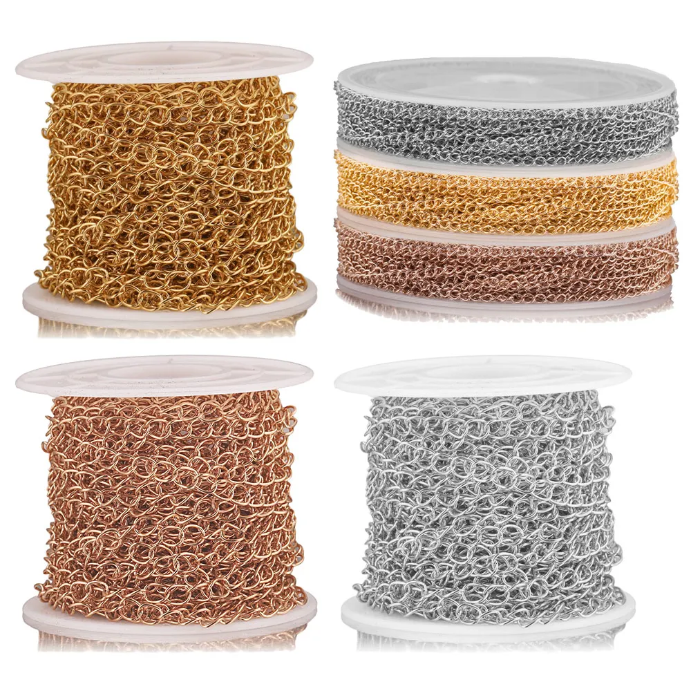 10m Roll 2.5 3 4mm Stainless Steel Gold Bracelet Necklace Chains Extension Chain DIY Jewelry Making Supplies Wholesale Items