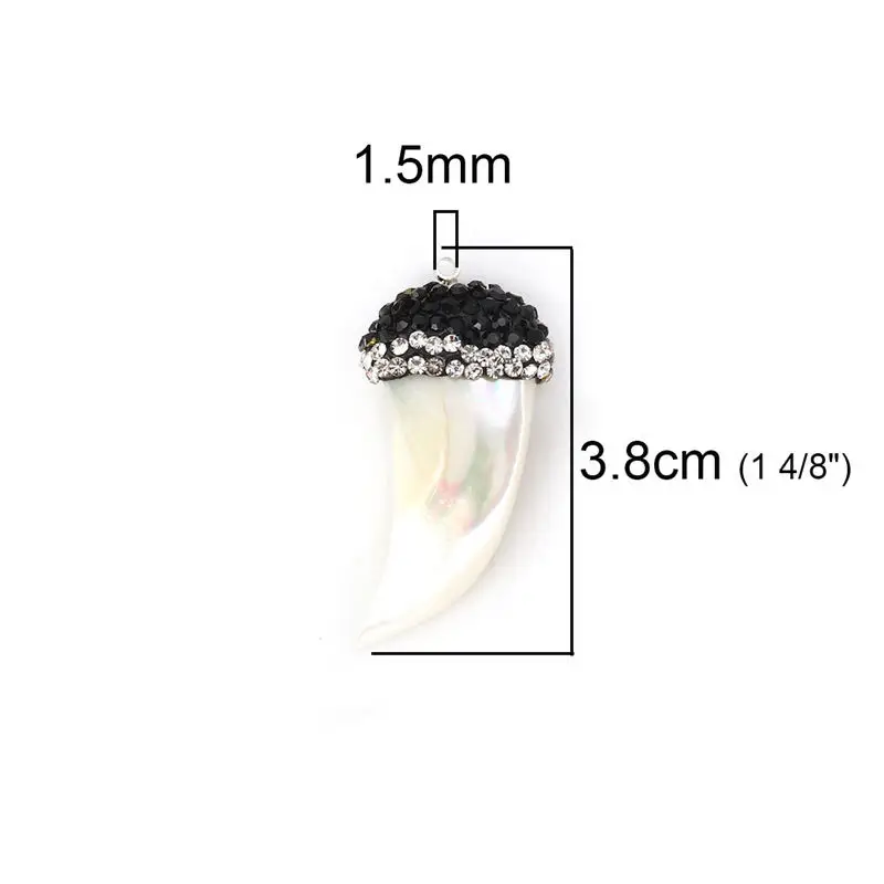 2 шт оболочки микро подвески украшенные камнями темно-серый лист и зуб Белый