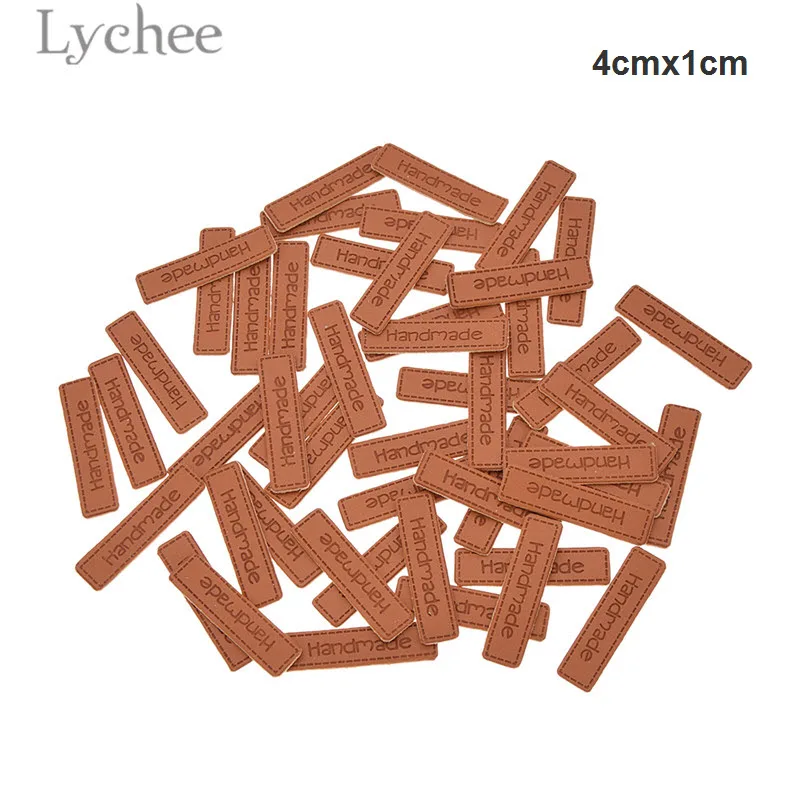 Lychee 50 шт. бирки ручной работы из искусственной кожи с буквенным узором прямоугольная рельефная этикетка DIY этикетки типа «флажок» для швейных аксессуаров - Цвет: 2