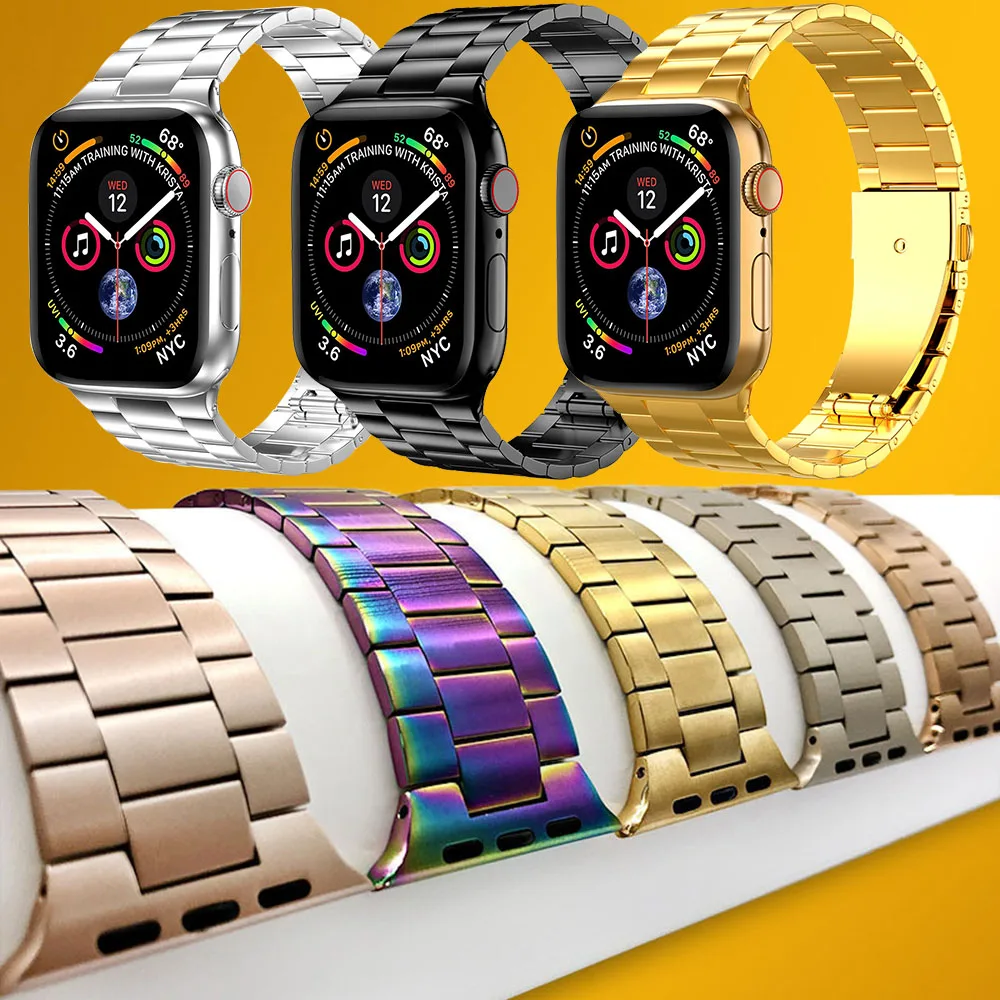 

Из нержавеющей стали для мужчин и женщин ремешок для Apple Watch наручных часов IWatch, ремешок для наручных часов, 44 мм, 42 мм, 40 мм, 38 мм, версия металл...