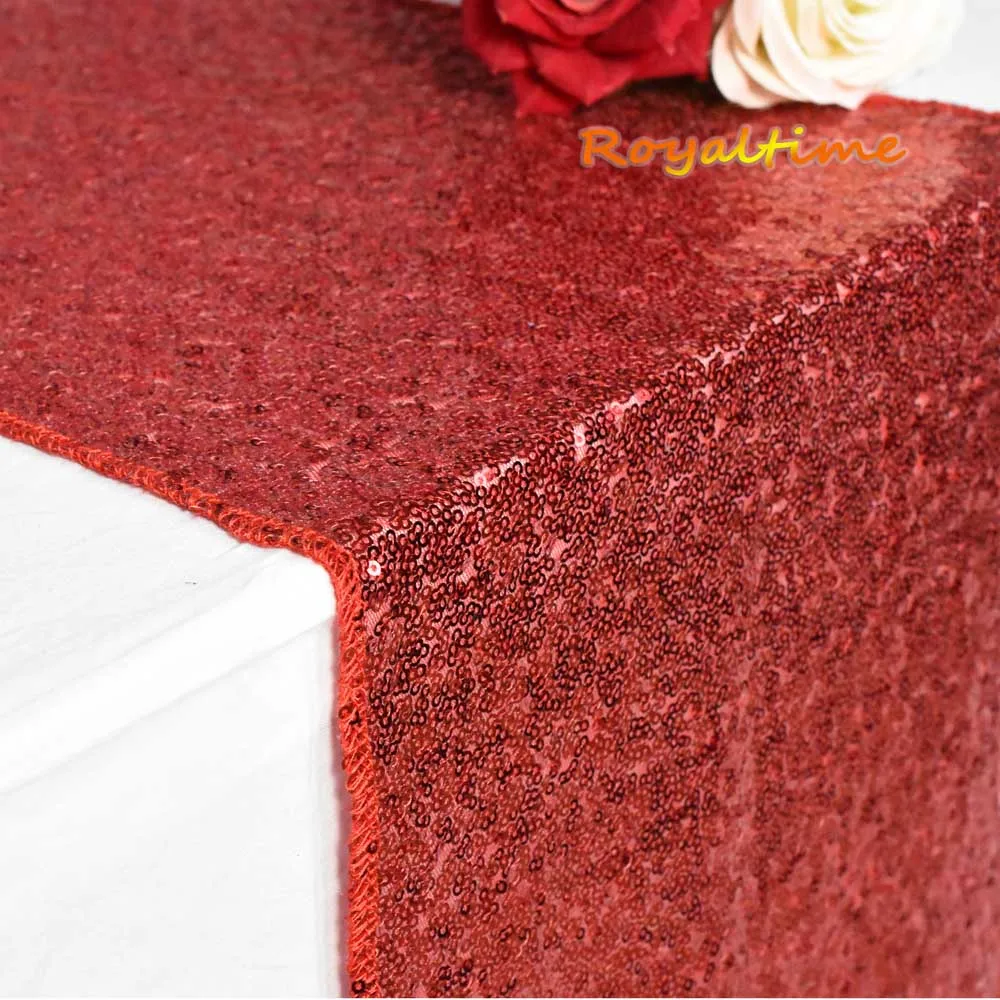 Red 30x180cm Christmas Green/Fuchsia/Burgundy/Rose Gold Sequin table runner for Party table cloth Weddings Decoration Table Runners - Цвет: Red