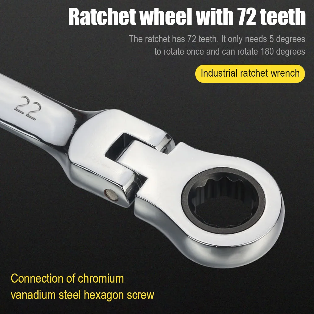 

6 PCS Gear Wrenchs Flexible Head Ratcheting Combination Wrench Set 8-17MM Metric CR-V Dual Purpose Wrench Tool