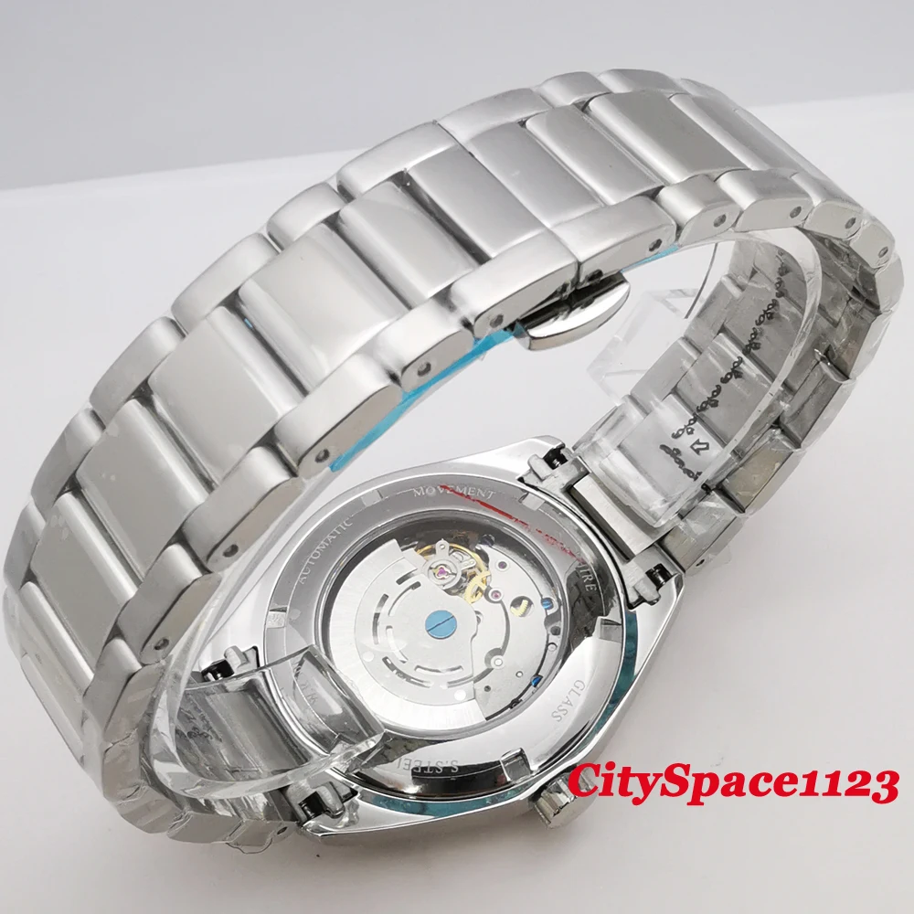 Мужские механические часы из нержавеющей стали с синим циферблатом 41 мм|Мужские