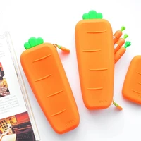 sharkbang 23cm cute carrot silicone soft pencil case desktop organizer bag kawaii stationery kids birthday gift