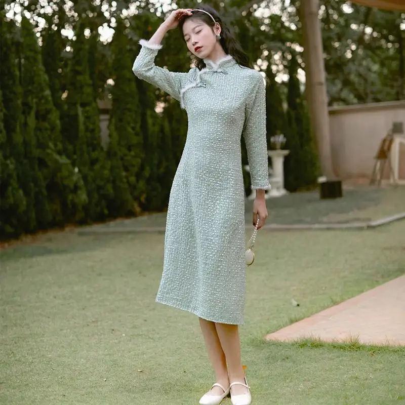 

Make the new rabbit hair restoring ancient ways is the new girl improved qipao dress price yuan