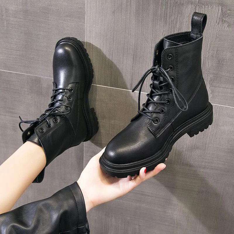 

2020 Winter New Arrival Woman Martin Boots High-top Lace Up Casual Thick Bottom Boots