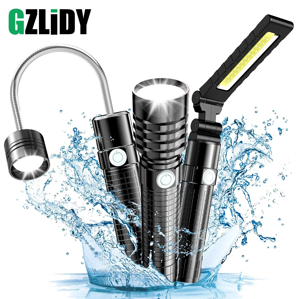 Водонепроницаемый светодиодный светильник 3 в 1 фонарь рабочий перезаряжаемый USB