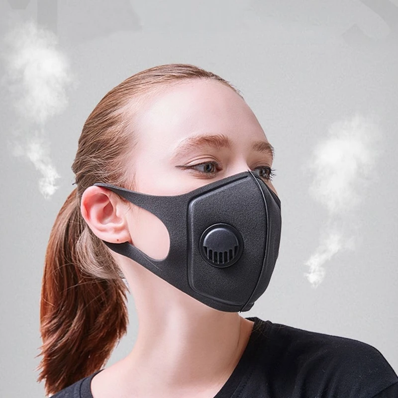 10 шт. противопылезащитная маска PM2.5 респиратор для лица черная дышащая с клапаном
