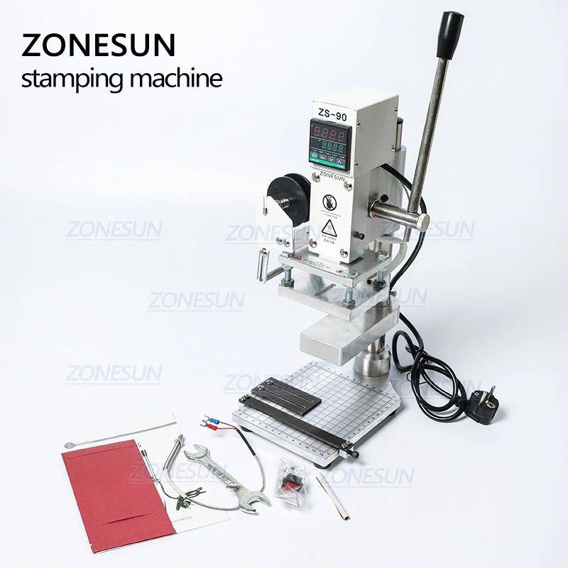 ZONESUN ручная Бронзирующая машина для горячего тиснения фольгой с рабочим столом