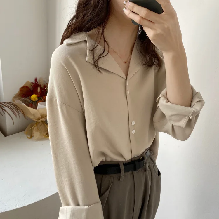 2020 Women Blouse Turn Down Collar Long Sleeve Womens Tops And Blouses Elegant OL Style Shirts Blusas Roupa Feminina Clothes