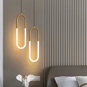 Nordic Minimalist Bar Chandelier Bedroom Bedside Light Luxury Post-modern Restaurant Clothing Store Stairs U-shaped Lamps