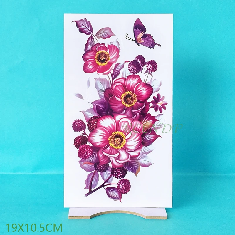 Водонепроницаемые временные тату наклейки цветок Роза поддельные флэш на ноги