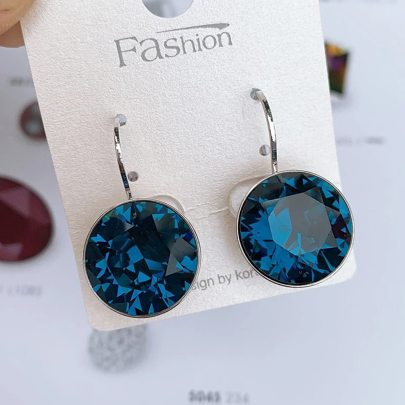 Женские круглые серьги гвоздики Bella из австрийского хрусталя роскошные