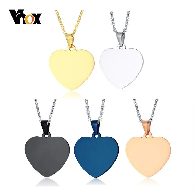 Vnox 5 шт./лот ожерелья с кулоном в виде сердца для женщин и мужчин базовое ожерелье