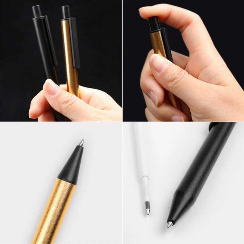 

57EC Retractable Metal Signing Pen 0.5mm Bullet Nib Gold Ballpoint Pen Press Closure for Office Business Women Men Gift